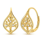 Geometric Enamel Earrings for Women, Copper with 24K Real Gold Electroplated and Zircon Inlay