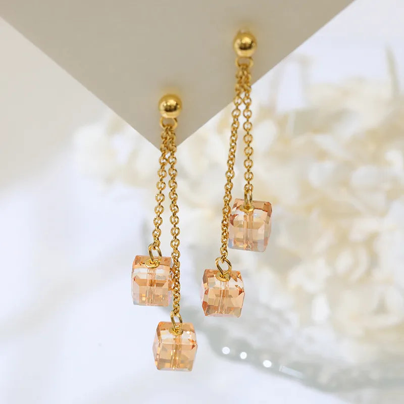 Acrylic Multi Charms Earring Findings with Crystal Inlay, Featuring Crystal Pattern for Commute Style Jewelry Accessories