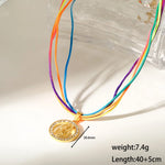 Women’s Electroplated Cross Pendant Necklace in 18K Gold Plated 304 Stainless Steel with Zircon and Twisted Rope Chain