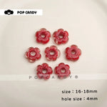 Handmade Glass Flower Beads with Glass Bead Inlay for DIY Jewelry Making, Available in Colour