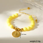 Women’s Electroplated Cross Bracelet in 304 Stainless Steel with 18K Real Gold PVD Coated Beaded Chain