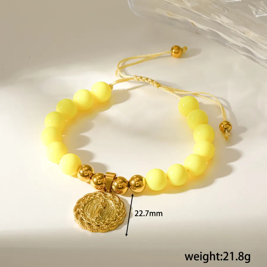 Women’s Electroplated Cross Bracelet in 304 Stainless Steel with 18K Real Gold PVD Coated Beaded Chain