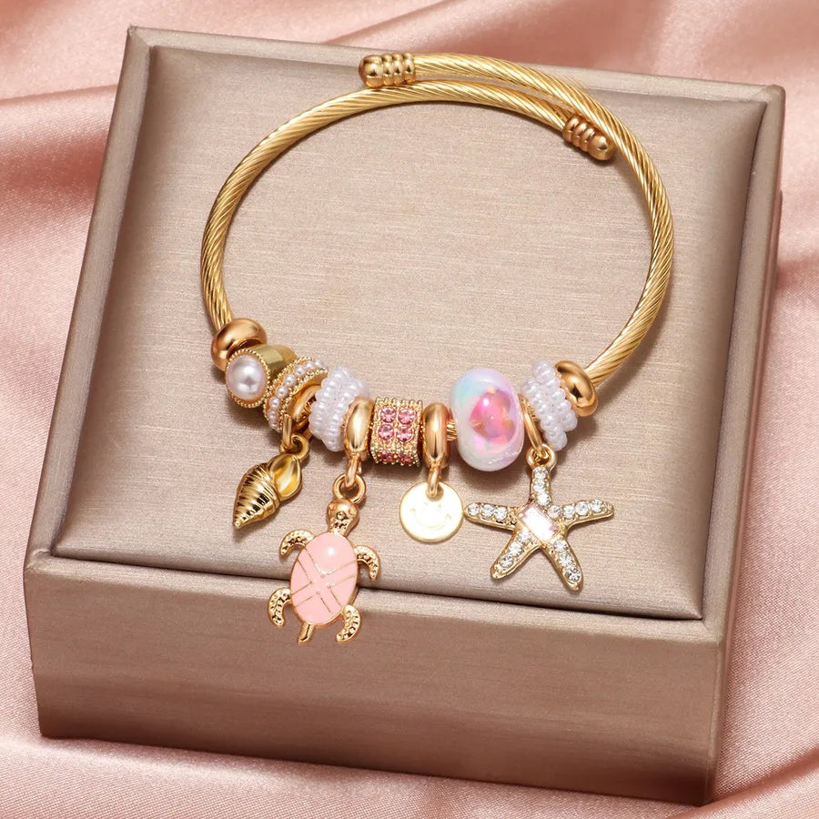 Pan's DIY Blue Devil's Eye Glass Inlaid Diamond Star Bracelet Exquisite Matching Trendy Personality Bracelet Wholesale