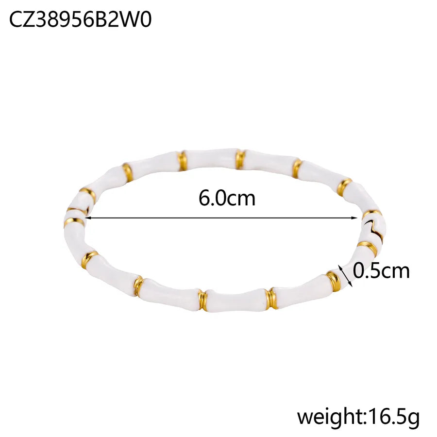 Fashion Versatile Personality Exquisite Light Luxury Gorgeous Vacuum Electroplated 18K Real Gold Geometric Titanium Steel Elegant Cute Handmade Lobster Clasp Bracelet