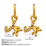 New Fashion High-end DIY Bear Dinosaur Pendant Earrings Stainless Steel 18K Gold Plated Creative Earrings for Women