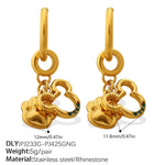 New Fashion High-end DIY Bear Dinosaur Pendant Earrings Stainless Steel 18K Gold Plated Creative Earrings for Women