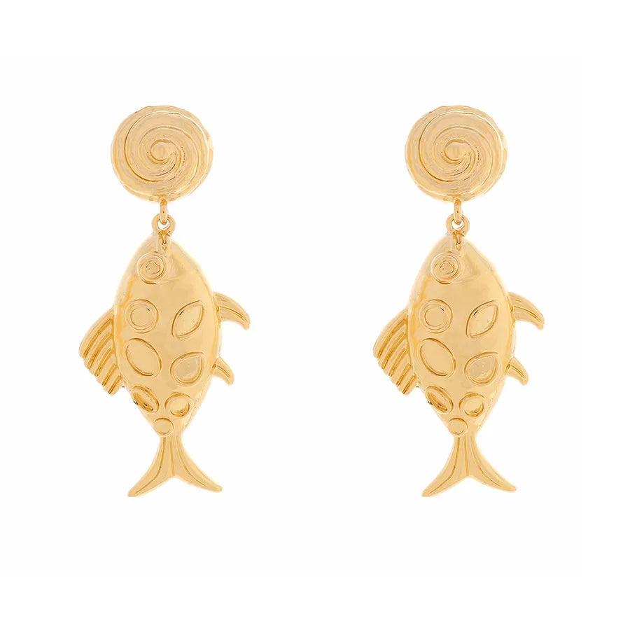 Fish Stud Earrings for Women Featuring Zinc Alloy with White K Electroplated and 304 Stainless Steel Ear Pins