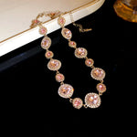 Round White Necklace for Women Featuring Alloy Pendant Material with Rhinestone Inlay