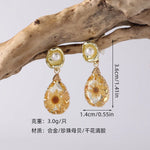 Irregular Earrings Women's Internet Celebrity Fashion Vintage Dried Flower Pendant Earrings Light Luxury Ethnic Evening Dress Earrings