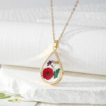 Eternal Flower Resin Necklace Luxury Floral Pendant Women's Geometric Pattern Alloy Jewelry Gift For Festival
