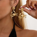 Three-dimensional Marine Style Animal Dangling Earrings for Women in Golden Color with KC Golden Plated Zinc Alloy