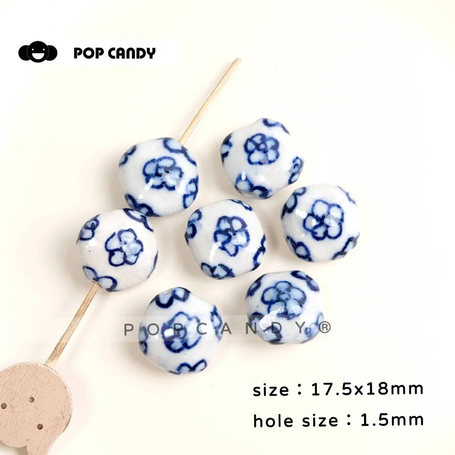 Handmade Ceramic Flowers Beads with Twisted Surface Decoration, Available in Colour for DIY Jewelry Making