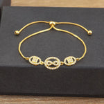 Luxurious Oval Copper Bracelet for Women with 18K Real Gold Plated Finish and Zircon Inlay