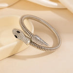 Exaggerated Snake Pattern Wristband for Women, Electroplated Alloy with Rhinestones, Stylish Bangle