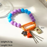 Elegant Multicolor Star Beaded Chain Bracelet for Women, Crafted with Alloy Beading