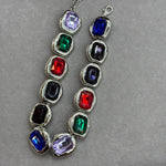 Square Alloy Pendant Necklace for Women with Rhinestones in Colour