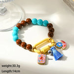 Elegant Multicolor Star Beaded Chain Bracelet for Women, Crafted with Alloy Beading