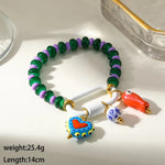 Elegant Heart Shape Beaded Chain Bracelet for Women in Multicolor Alloy with Beading Craft