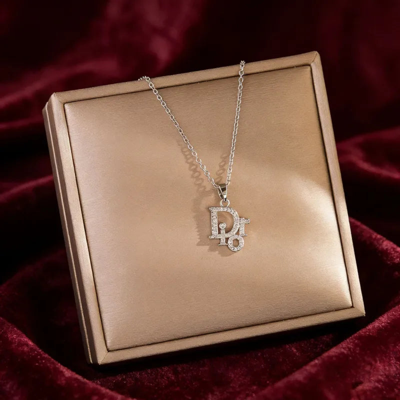 Geometric Necklace for Women with 18K Real Gold Plated Copper, Electroplated Finish, Zircon Inlay, and Cable Chain