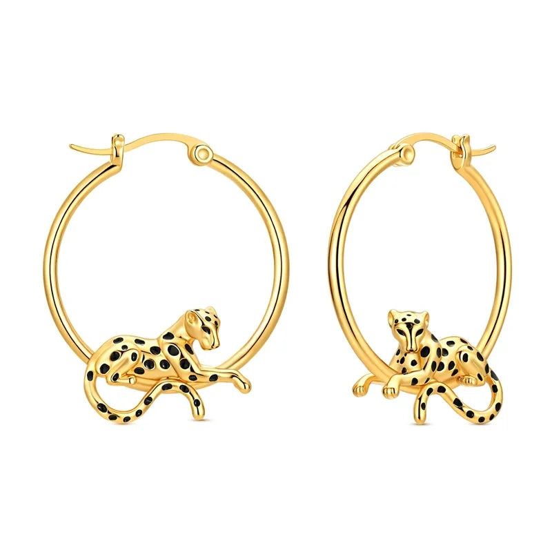 Geometric Enamel Earrings for Women, Copper with 24K Real Gold Electroplated and Zircon Inlay