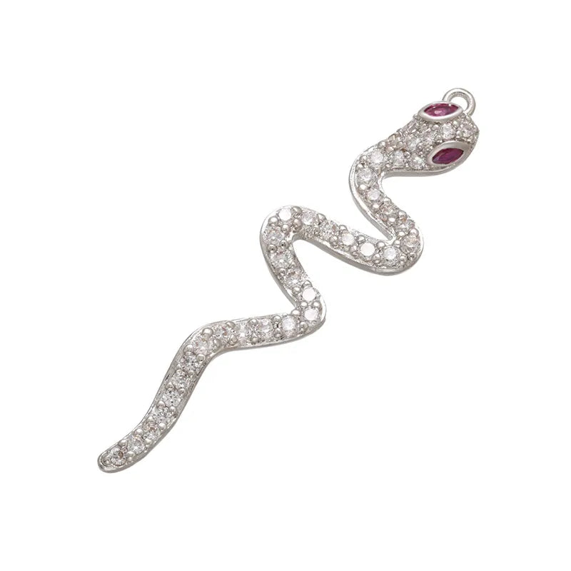 Snake Pendant in Copper with Rhinestone Inlay, Electroplated Finish, Available in Gold