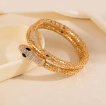 Exaggerated Snake Pattern Wristband for Women, Electroplated Alloy with Rhinestones, Stylish Bangle