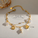 Starfish Marine Style Bracelet with Electroplated 18K Real Gold Plated 304 Stainless Steel Beaded Chain Featuring PVD Coated Finish