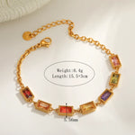 Square Electroplated 18K Real Gold Plated 304 Stainless Steel Tennis Chain Bracelet for Women with Zircon Inlay and PVD Coated Finish