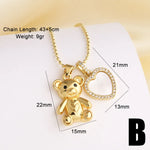 Heart Shape Necklace with 18K Real Gold Plated Electroplating, Zircon Inlay on Copper Featuring Beaded Chain for Unisex