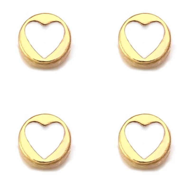 Heart Shape Alloy Beads with Enamel Craft, Diameter 8mm, Natural Pink Jewelry Accessories