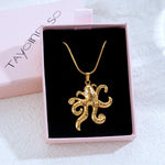 Vintage Style Octopus Necklace for Women in Gold with Electroplated Enamel on 304 Stainless Steel