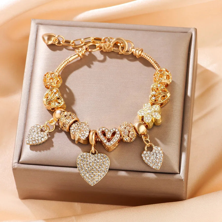 Pan's DIY Blue Devil's Eye Glass Inlaid Diamond Star Bracelet Exquisite Matching Trendy Personality Bracelet Wholesale