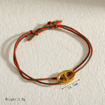 Oval Electroplated Bracelet for Women in 304 Stainless Steel with 18K Real Gold PVD Coated Plating and Cord String Chain