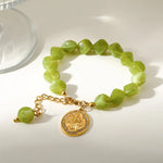 Virgin Mary Bracelet for Women, 304 Stainless Steel with 18K Gold PVD Coating and Zircon Inlay, Beaded Chain