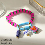 Elegant Heart Shape Beaded Chain Bracelet for Women in Multicolor Alloy with Beading Craft