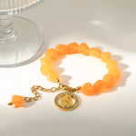 Virgin Mary Bracelet for Women, 304 Stainless Steel with 18K Gold PVD Coating and Zircon Inlay, Beaded Chain