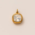Style Colorful Stainless Steel Birthstone Pendant Women's DIY Necklace Accessories Twelve Birthstones 18K Gold Plated