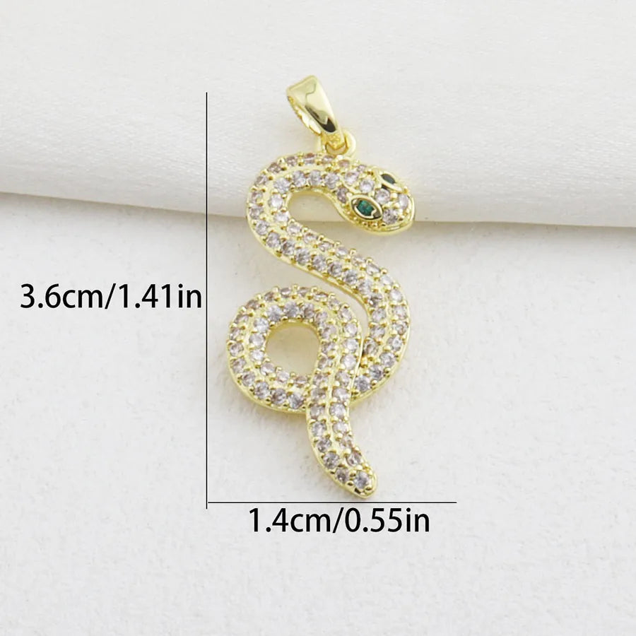 Copper Snake Pendant with Zircon Inlay Featuring Electroplated Finish in Stylish Jewelry Accessories
