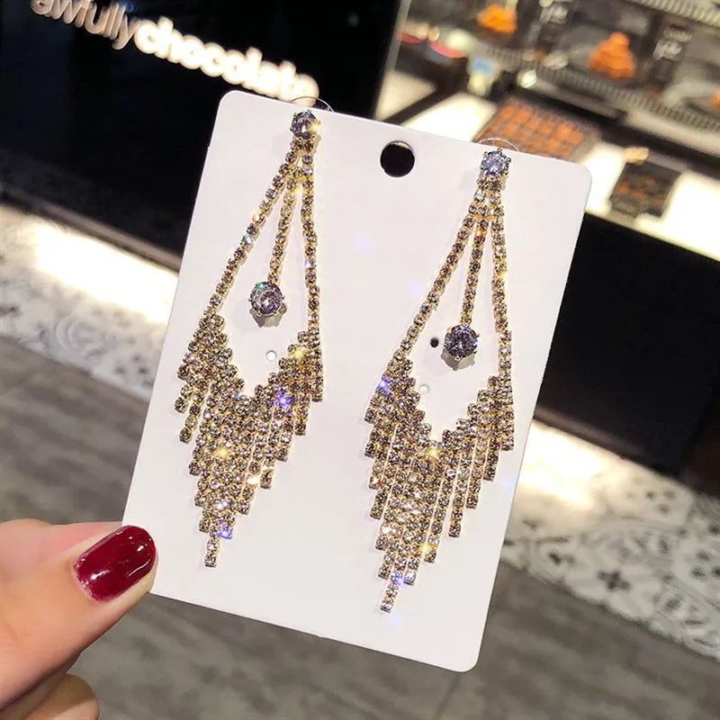 1 pair simple style geometric solid color plating inlay alloy rhinestones drop earrings