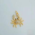 Women’s Marine Style Crab Necklace in Copper with Zircon Inlay and Cable Chain Pendant
