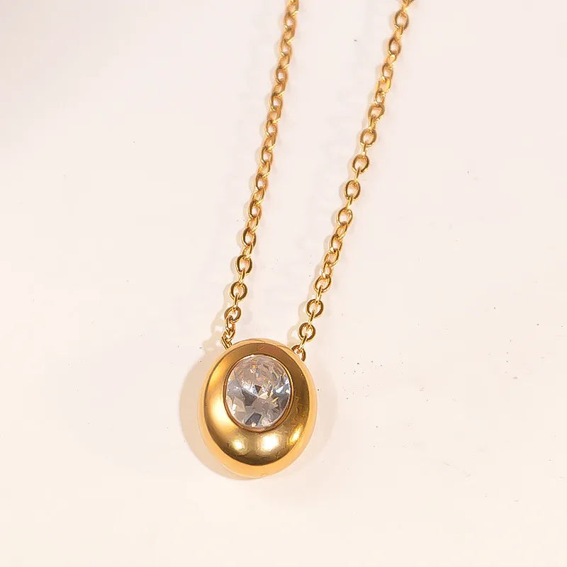 New Women's Stainless Steel Necklace Fashionable  High-End Embellished Colorful Diamond Clavicle Chain Sweater Chain Jewelry