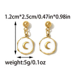 Three-dimensional Moon Drop Earrings for Women with 304 Stainless Steel Posts and 18K Real Gold PVD Coating