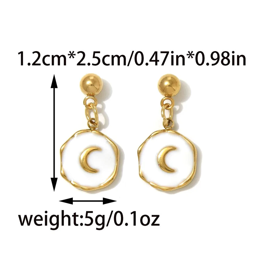 Three-dimensional Moon Drop Earrings for Women with 304 Stainless Steel Posts and 18K Real Gold PVD Coating