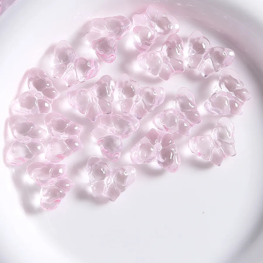 10 PCS Glass Butterfly Beads for Jewelry Making in Light Blue, Perfect for DIY Accessories