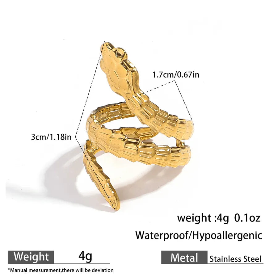 Elegant Snake-Shaped Titanium Steel Ring Stylish Adjustable Size Fashionable Luxury Feel Stainless Steel Rings For Women