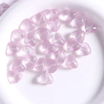 10 PCS Heart Shape Glass Beads for Jewelry Making with Stoving Varnish, Natural Pink Color