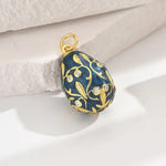 Easter Themed Copper Pendant Simple Fashion New Creative Zircon Inlay Egg Shape DIY Jewelry Versatile Basic Style Electroplated