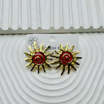 Geometric Red Enamel Drop Earrings for Women with 304 Stainless Steel Studs