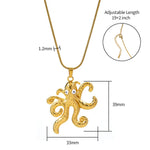 Vintage Style Octopus Necklace for Women in Gold with Electroplated Enamel on 304 Stainless Steel
