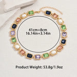 Square Necklace for Women with Zinc Alloy Chain and Alloy Pendant Featuring Rhinestones in Colour